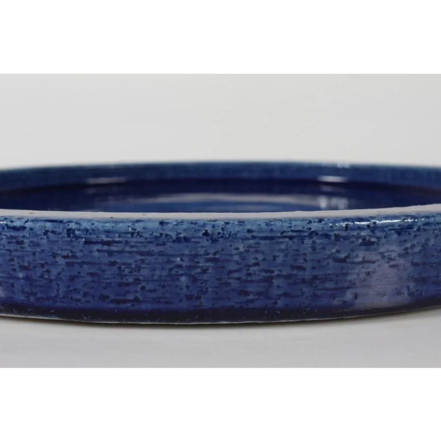 Large Low Stoneware Dish with Deep Blue Glaze by Per Linnemann-Schmidt ,1963 For Sale - Image 4 of 10