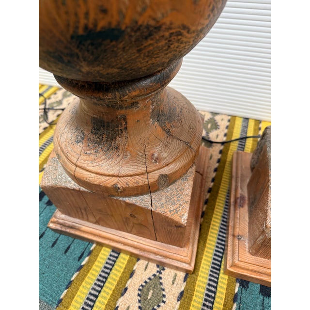 Refurbished Wooden Baluster Table Lamps, Pair For Sale - Image 12 of 13