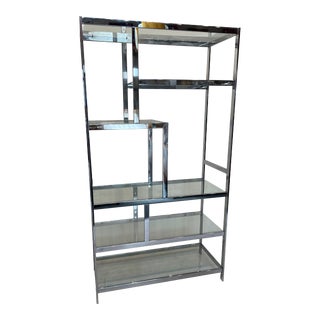 1960s Vintage Chrome & Glass Shelf Unit For Sale