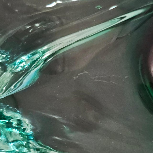 Murano Sommerso Emerald & Aquamarine Sculptural Star Art Glass Bowl 11.25" For Sale - Image 18 of 18