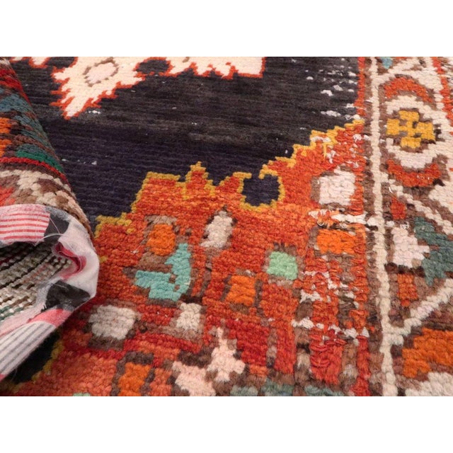 Navy Blue Galerie Shabab Collection Mid-20th Century Persian Hamadan Throw Rug For Sale - Image 8 of 8