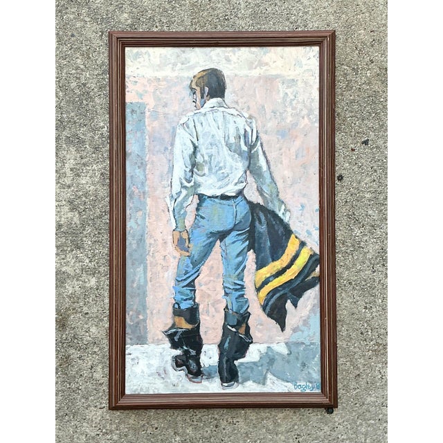Off-white Bagley Framed Male Figure Painting For Sale - Image 8 of 12