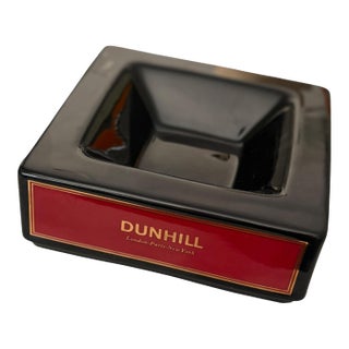 Vintage Dunhill by Wade England Black & Red Ceramic Advertising Ashtray / Desk Catchall For Sale
