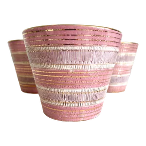 Vintage Mid Century Bitossi Small Pink and Gold Ceramic Planters - Set of 3