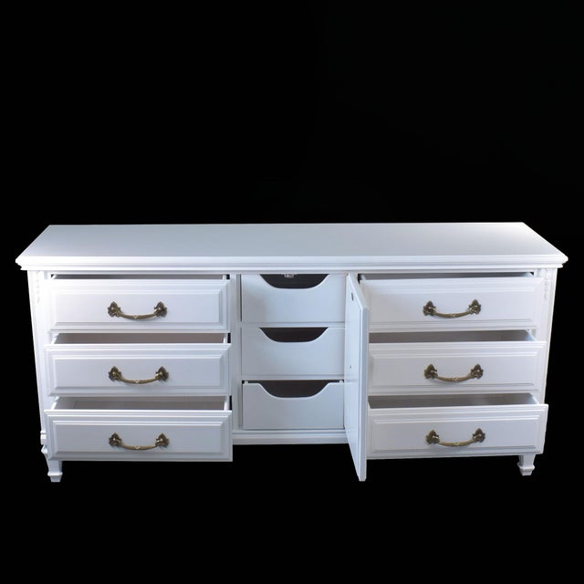Hollywood Regency 1980s Faux Bamboo Greek Key Dresser For Sale - Image 3 of 6