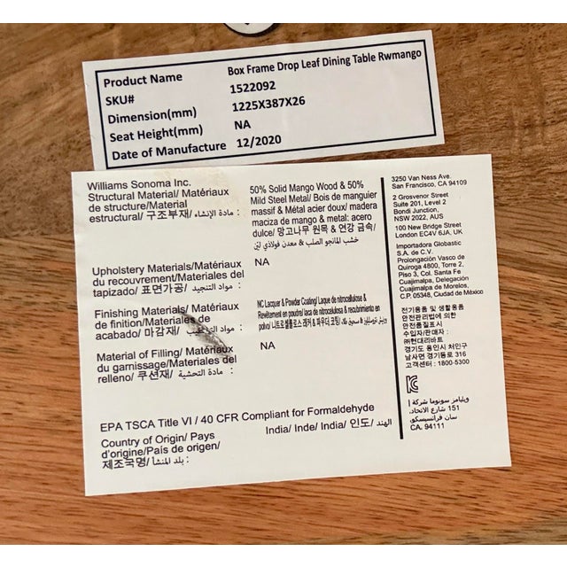 West Elm Box Frame Drop Leaf Dining Table For Sale In San Francisco - Image 6 of 12