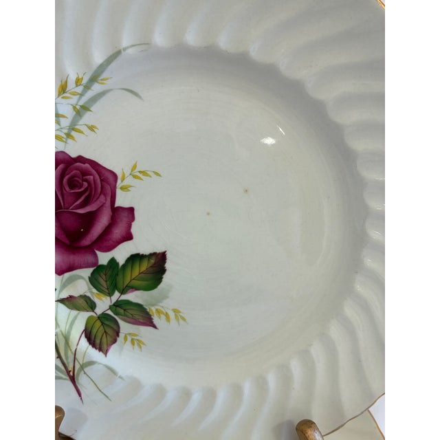 Rose Vintage Ridgway Ironstone Anniversary Rose Dinner Plates, England – Set of 3 For Sale - Image 8 of 10