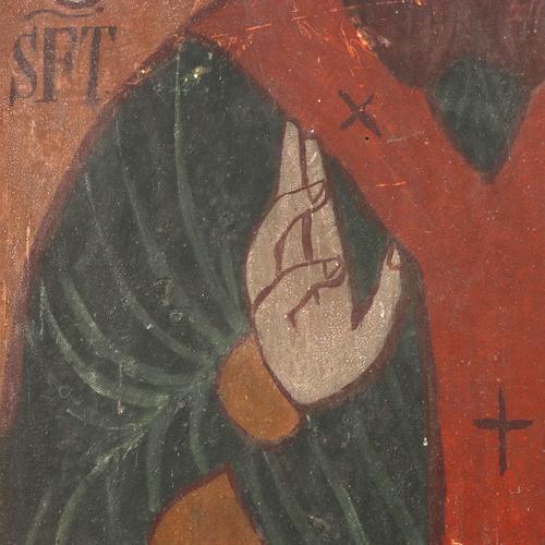Paint Icon of Saint Nicholas, Early 1800s, Tempera on Panel For Sale - Image 7 of 12