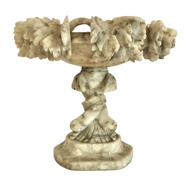 On offer is an Italian hand-carved alabaster tazza, also known as a compote or pedestal centerpiece bowl, dating to the...