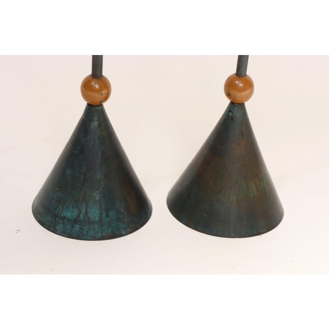Pair of Milano Series Verdigris Bronze Candle Holders by Christian De Beaumont For Sale - Image 15 of 18
