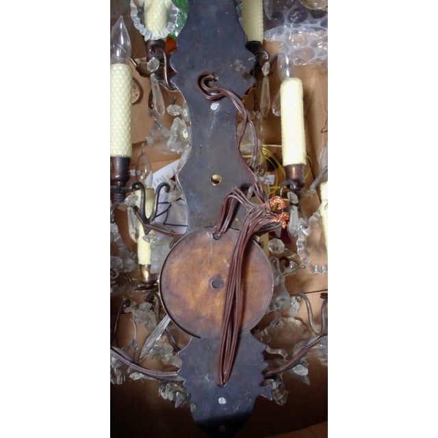 French Large 9 Light Crystal Sconces - a Pair For Sale - Image 3 of 10