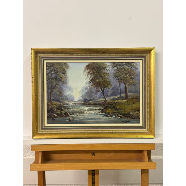 Oil Painting of Tree Lined River in a Forest in Ireland by Irish Artist 1980 Circa For Sale - Image 10 of 16