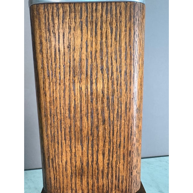 1960s Mid Century Modern Carved Wood Block Table Lamp For Sale - Image 4 of 11