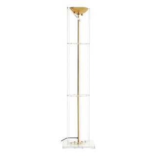 Vintage Italian Brass and Acrylic Glass Floor Lamp, 1970s For Sale