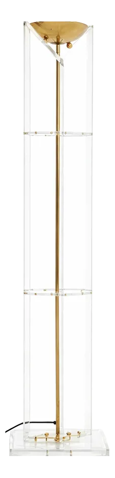 Vintage Italian Brass and Acrylic Glass Floor Lamp, 1970s