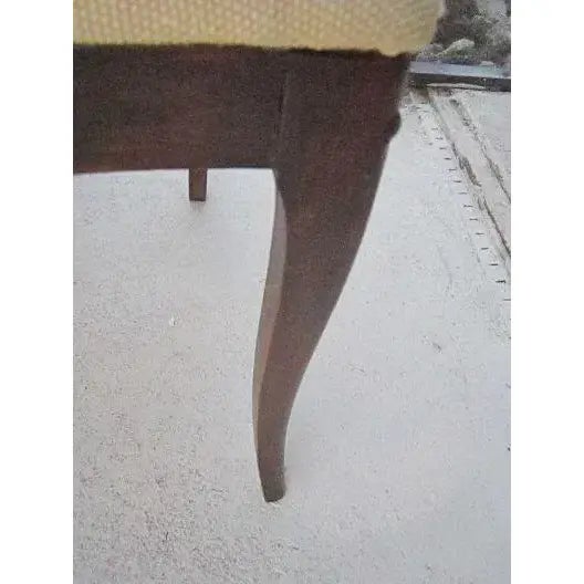 Wood Vintage 1940's Wood Hand Carved Chair Fabric Upholstered Seat For Sale - Image 7 of 9