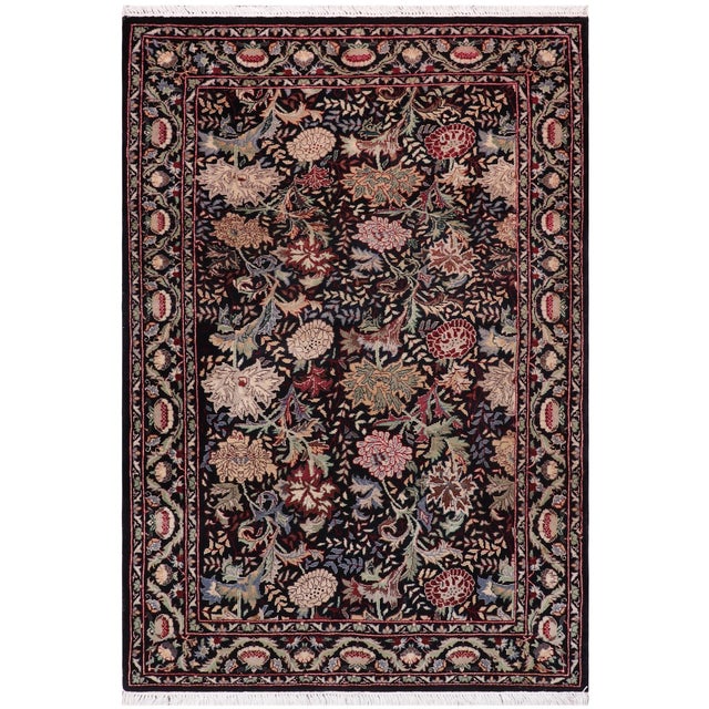 Shabby Chic Pak-Persian Black/Black Wool Rug - 3'2'' X 5'2'' For Sale - Image 9 of 9