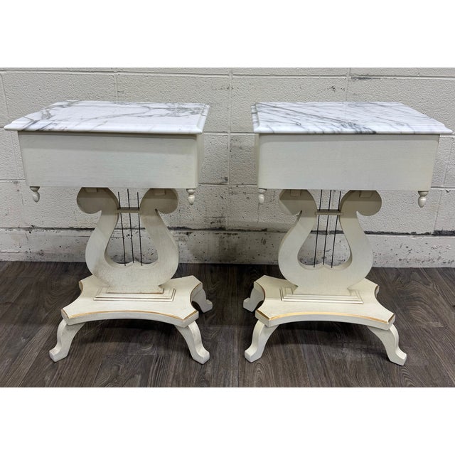 Vintage Hollywood Regency Marble Top Nightstands - Pair For Sale - Image 15 of 16