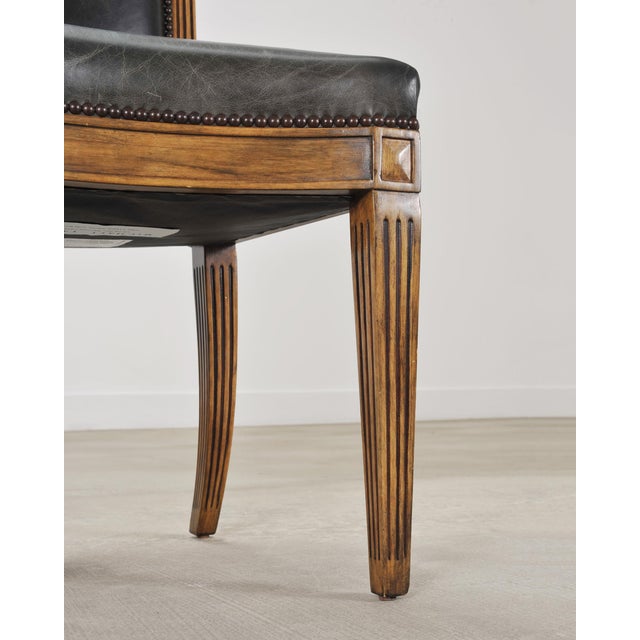 Set of Six Michael Taylor Regency Style Leather Dining Chairs For Sale - Image 14 of 18
