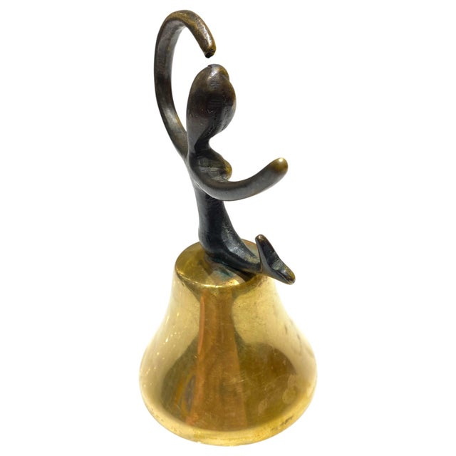 Walter Bosse Mid 20th Century Modern Brass Mermaid Table Bell For Sale - Image 9 of 16