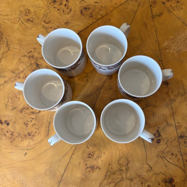 Vintage Spode Delamere Brown Transferware Coffee Mugs - Set of 6 For Sale - Image 12 of 13