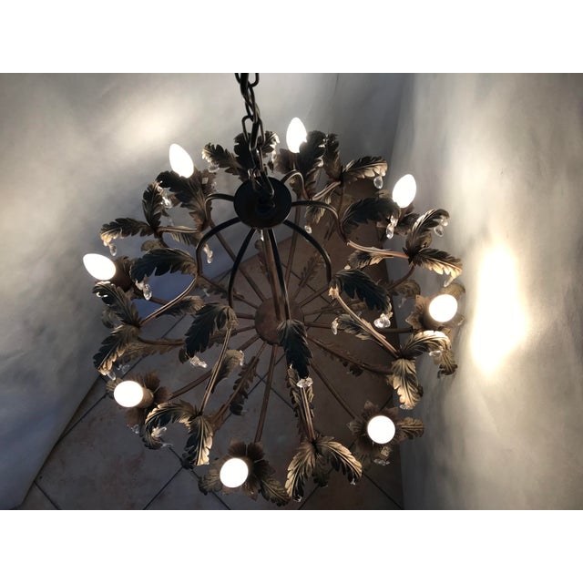 Metal and Crystal Chandelier, 1970s For Sale - Image 17 of 18