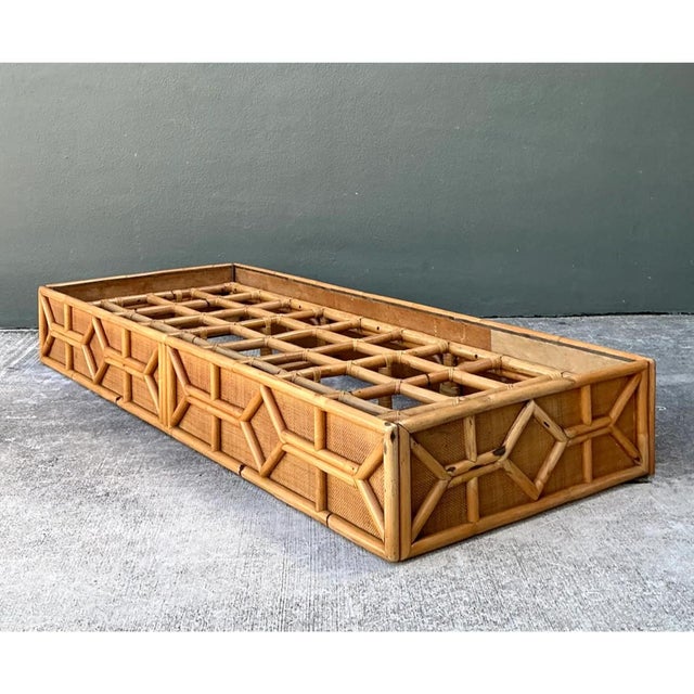 Mid-Century Modern Vintage Rattan Chaise Platform For Sale - Image 3 of 12