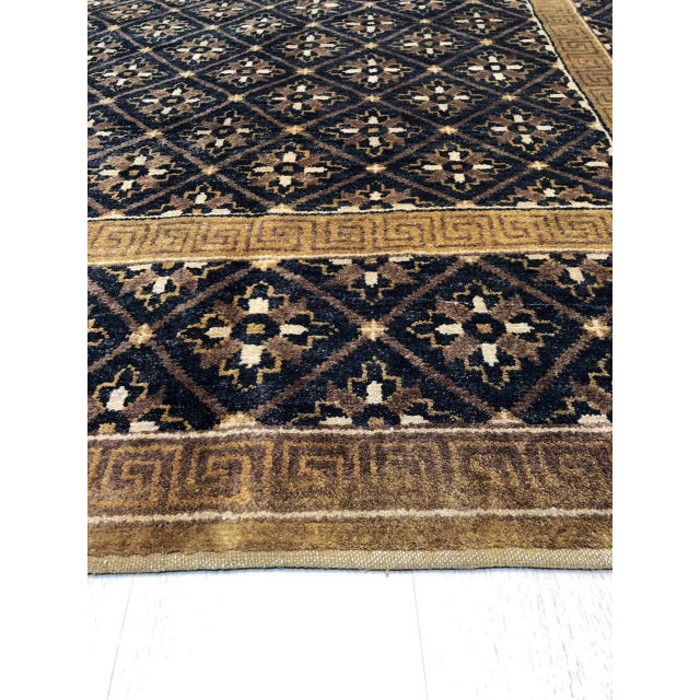 8x10 Bespoke Vibrant Brown Floral Geometric Hand Knotted Wool Rug For Sale In New York - Image 6 of 7