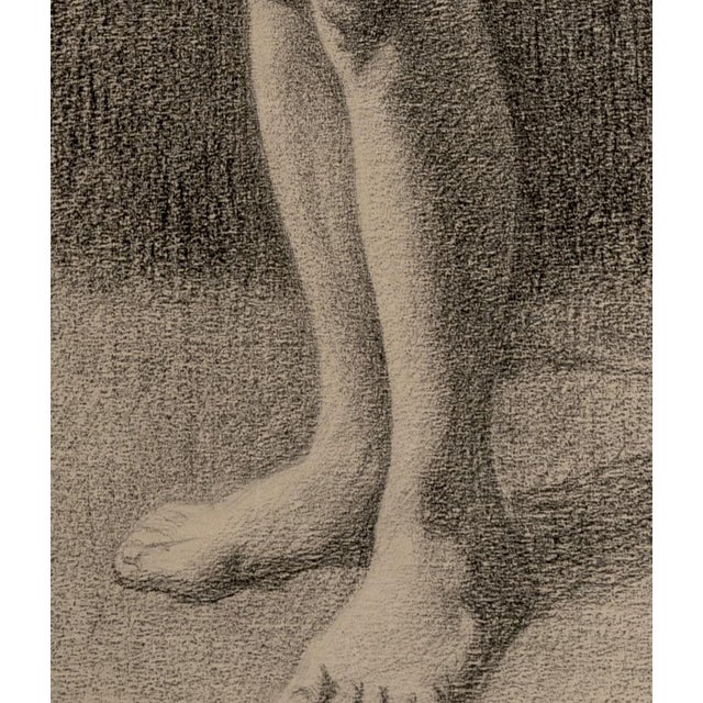 Realism Early 1900's Antique French Classical Female Nude Charcoal Figure Drawing on Paper With Mt, C. 1913 For Sale - Image 3 of 4