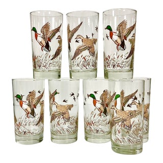 Mid-Century Rustic Americana Libbey Mallard Duck Tumblers - Set of 8, Thanksgiving. For Sale