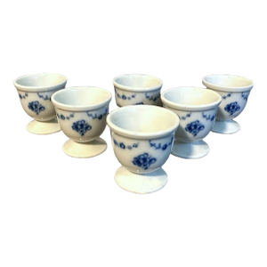 Vintage Furstenberg German Porcelain Lottine Eggs Cups in Blue & White - Set of 6