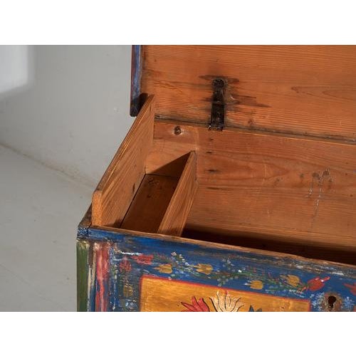 Antique Folk Art Style Chest with Floral Motifs, 1920s For Sale - Image 6 of 12