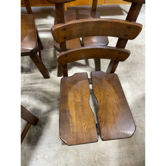 Brutalist Primitive Danish Oak Dining Chairs For Sale - Image 9 of 9