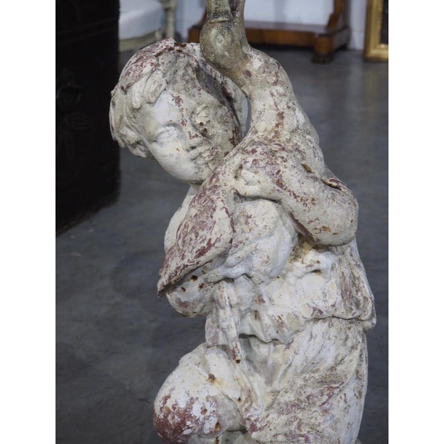 A French 19th Century Painted Cast Iron Fountain Figure, ‘Enfant Au Canard’ For Sale - Image 16 of 18