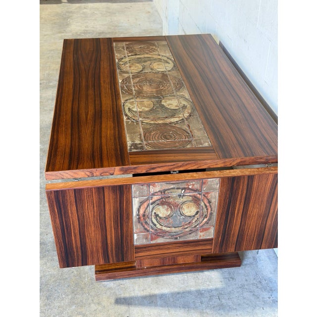 Wood In Style of Gangsø Møbler Ox Art Tile Dining Table Two Leaves Rosewood Danish Mid-Century Modern 1970s For Sale - Image 7 of 11