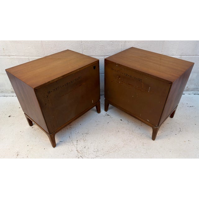Mid-Century Walnut and Burlwood Arched Nightstands by Thomasville, Pair For Sale - Image 12 of 14