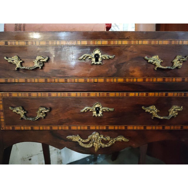 19th Century French Louis XV Revival Marquetry Bonheur Du Jour Writing Table For Sale - Image 4 of 7