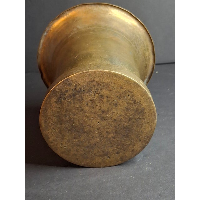 Antique 17th/18th C. Heavy Cast Bell Metal Brass Mortar & Pestle, J. Greenstein Provenance Judaica For Sale - Image 12 of 18