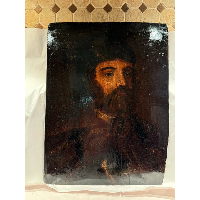 16th Century 16th Century Portrait Painting of an English Pikeman in Armor For Sale - Image 5 of 9