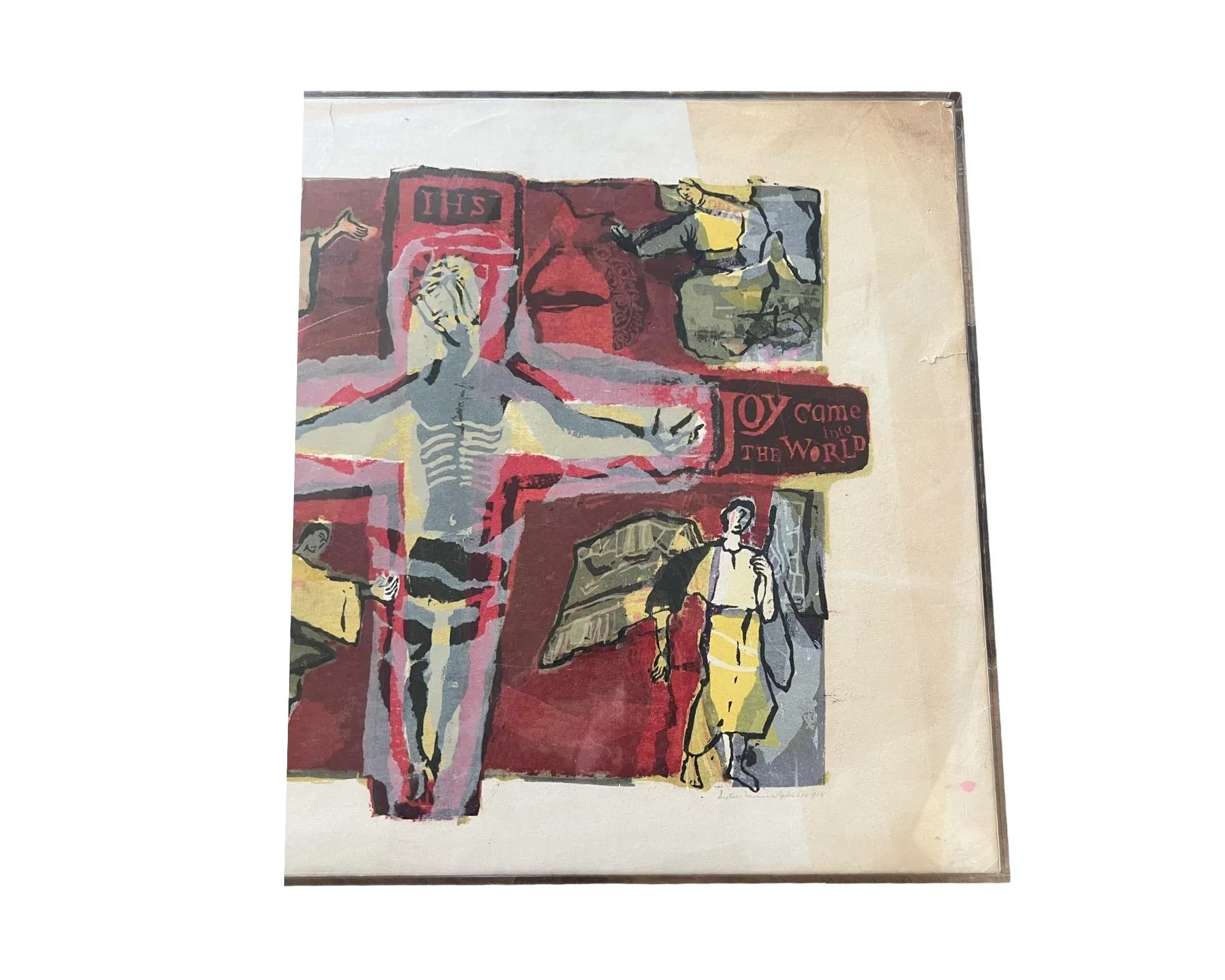 Vintage Mid Century Modern Print Painting Art by Sister Monica