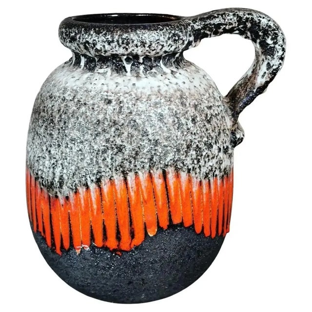 Vintage Fat Lava-Style German Colored and Glazed Ceramic Pitcher With Handle For Sale - Image 13 of 13