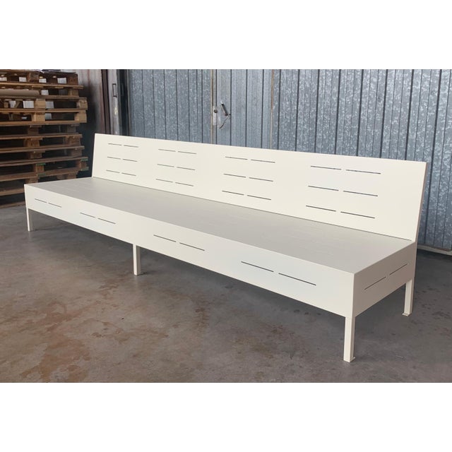 Industrial New Large Iron Hall Bench for Outdoor and Indoor with Epoxy Finished For Sale - Image 3 of 18