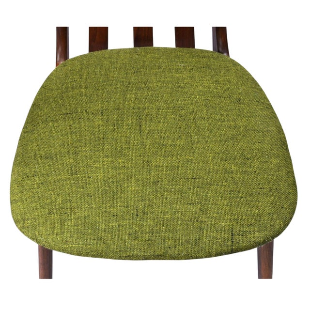 Koefoeds Hornslet Henry P. Glass High Back Dining Chairs With Original Green Fabric For Sale - Image 4 of 15