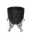 A perfect garden accent, this large Mid-Century planter in a satin black finish is fitted into a wrought iron stand....