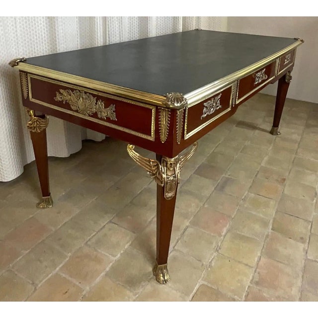 Large French Bureau Plat / Bureau de Ministre in Mahogany with Gilt Bronze Mounts, Empire / Napoleon III, French Empire /...