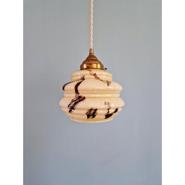 Art Deco Pendant Light in Marbled Opaline Glass from Scailmont, Belgium, 1920s For Sale - Image 17 of 17