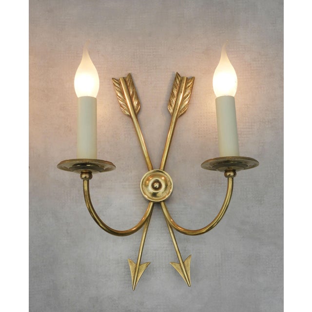 Neoclassical Crossed Arrow Wall Lights from Maison Jansen, 1960, Set of 2 For Sale - Image 6 of 10