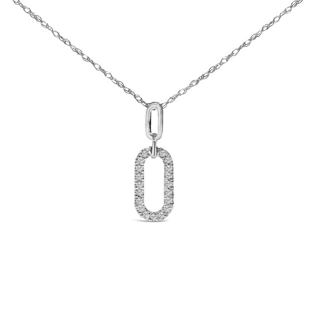 Envision the fusion of minimalist elegance and sparkling sophistication with this 14K white gold pendant necklace,...