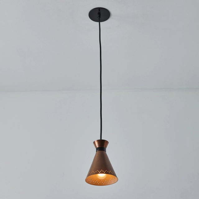 Mid-Century Modern 1950s Bent Karlby Perforated Diabolo Pendant in Copper for Lyfa For Sale - Image 3 of 12