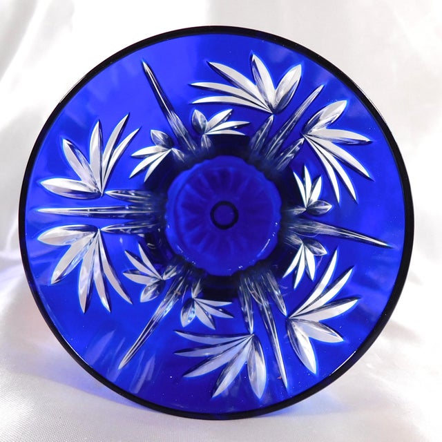 1980s Pair of Ajka Blue Cut to Clear Crystal Stemware For Sale - Image 9 of 9